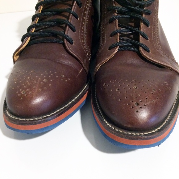 Thom Browne High Top Brogue Brown Leather Boots 7 - Picture 7 of 13